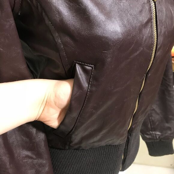 Brown Faux Leather Woman Jacket by Deréon - Picture 4 of 8